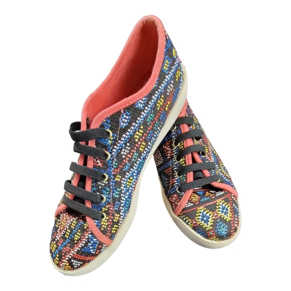 SAM EDELMAN Girl's Naomi BOHO Colorful Woven‎ Slip On Sneakers - Picture 8 of 8